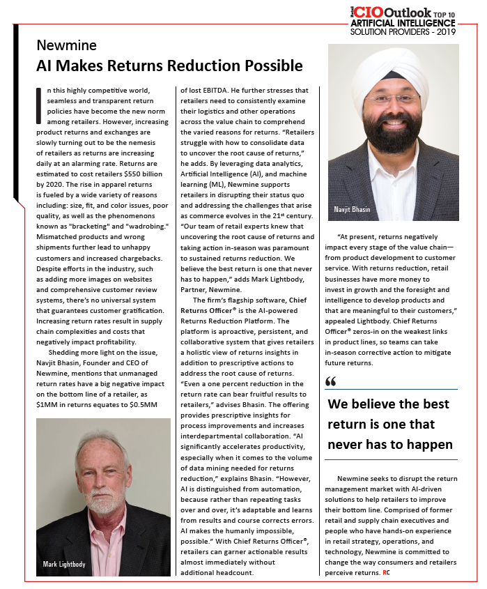 Newmine's feature in Retail CIO Outlook